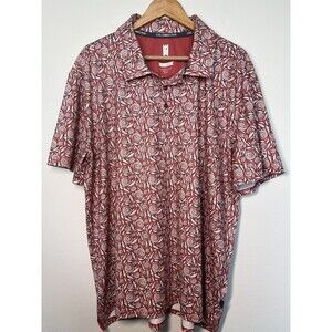 Arcis Golf Polo Shirt Men's XL Red White Pattern Performance Stretch‎ Breathable